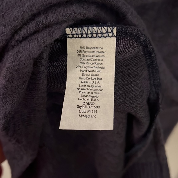 Potter’s Pot Heather Navy Blue Long Sleeve Sweater Material Shirt — Size: M - Picture 6 of 6